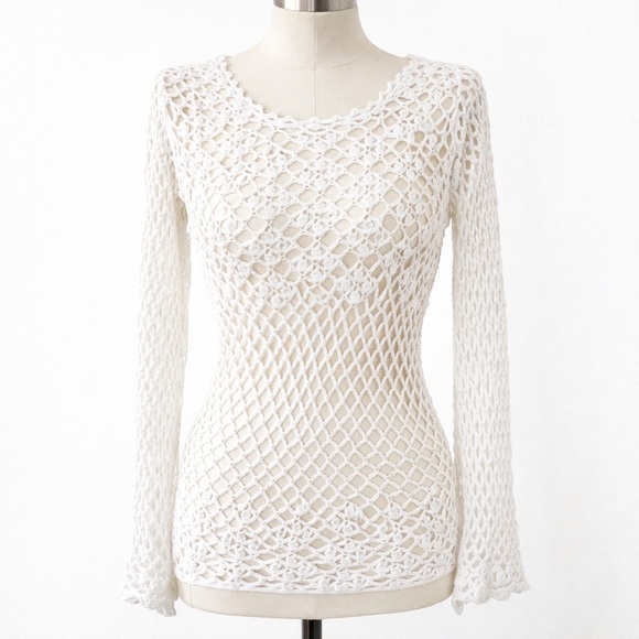 Eva Miller Sweaters - Gorgeous Long Sleeves Crochet Top XS Like New
